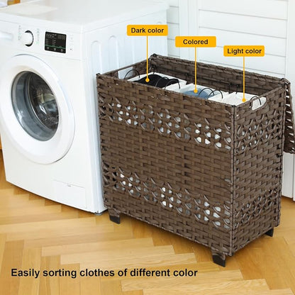 OIAHOMY Laundry Hamper with Lid, 140L Clothes Hamper with 3 Removable Liner Bags - Image 5