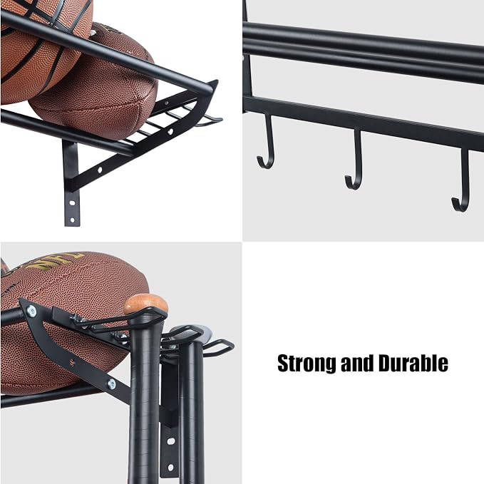 XCSOURCE Sports Equipment Organizer, 3-Tier Ball Storage Rack - Image 4