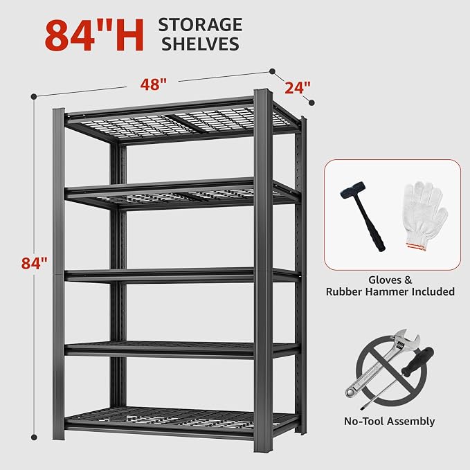 48" W Father&I Industrial Heavy-Dudy Garage Shelving Units/Systems: Metal - Image 3
