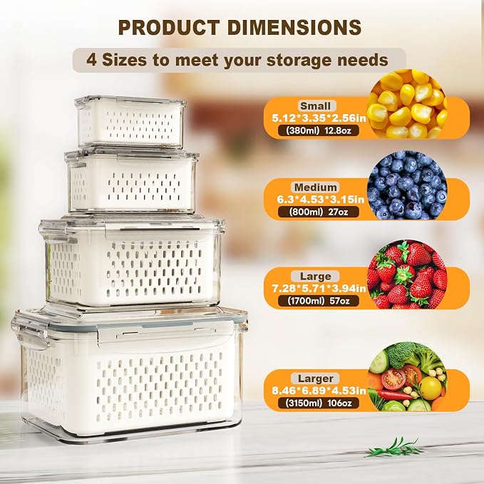 4 Pcs Fruit Storage Containers for Fridge - Image 2