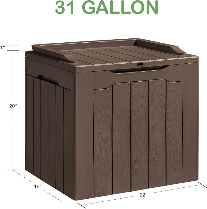 Homall 31 Gallon Resin Deck Box Waterproof Outdoor Storage Lockable Indoor - Image 2