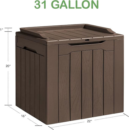Homall 31 Gallon Resin Deck Box Waterproof Outdoor Storage Lockable Indoor - Image 2