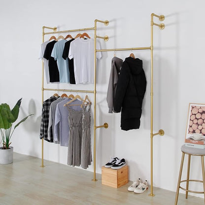 Modern Simple Industrial Pipe Double Hanging Rods Clothing Rack, Clothes Rack - Image 4