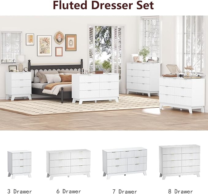 Fluted Dresser for Bedroom, 9 Drawer Dresser for Closet, TV Stand, Storage - Image 9