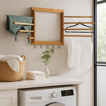 Honey-Can-Do Bamboo Wall-Mount Swivel-Arm Drying Rack, 80 lb, Natural | - Image 5