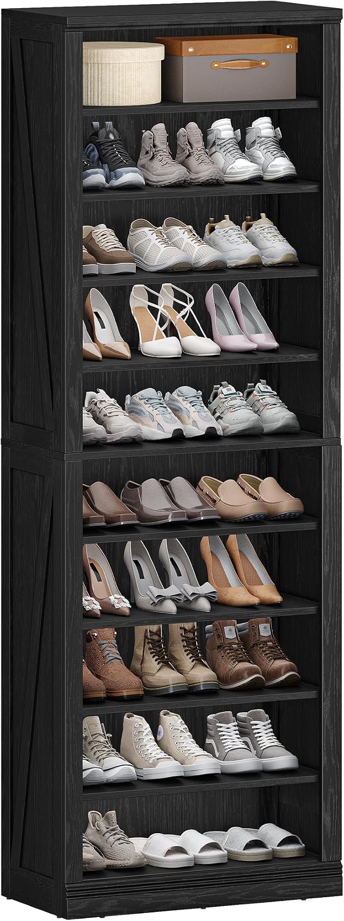 Hzuaneri Shoe Storage Cabinet, 10 Tiers Farmhouse Tall Shoe Cubby Organizer | - Image 8