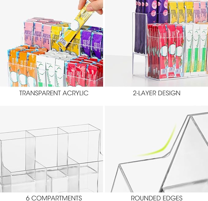 AIEVE Drink Packet Organizer, 2-Tier Water Flavor Packet Holder - Image 4