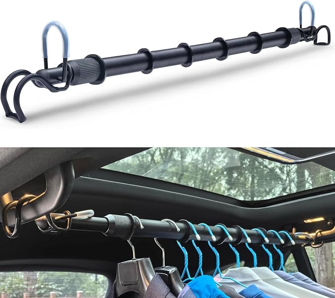 Heavy Duty Car Clothes Hanger Bar Telescopic Garment Rack 30'' to 66'' | Travel by Idefair