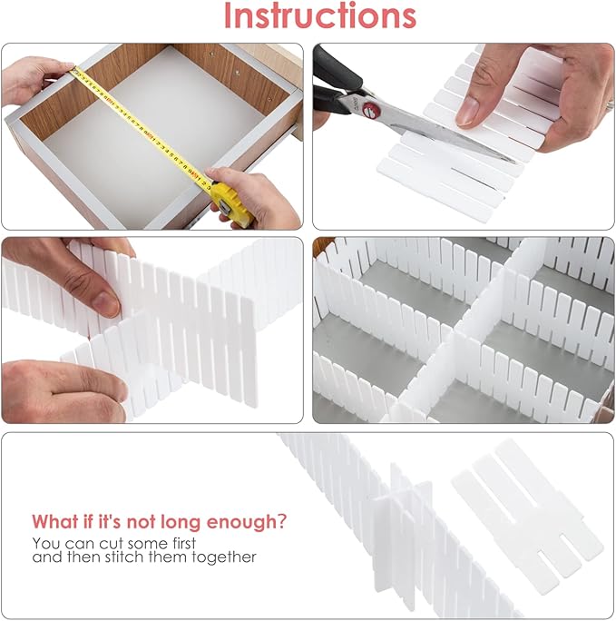 45 Pack Drawer Dividers, Plastic Adjustable Drawer Storage Organizer - Image 3
