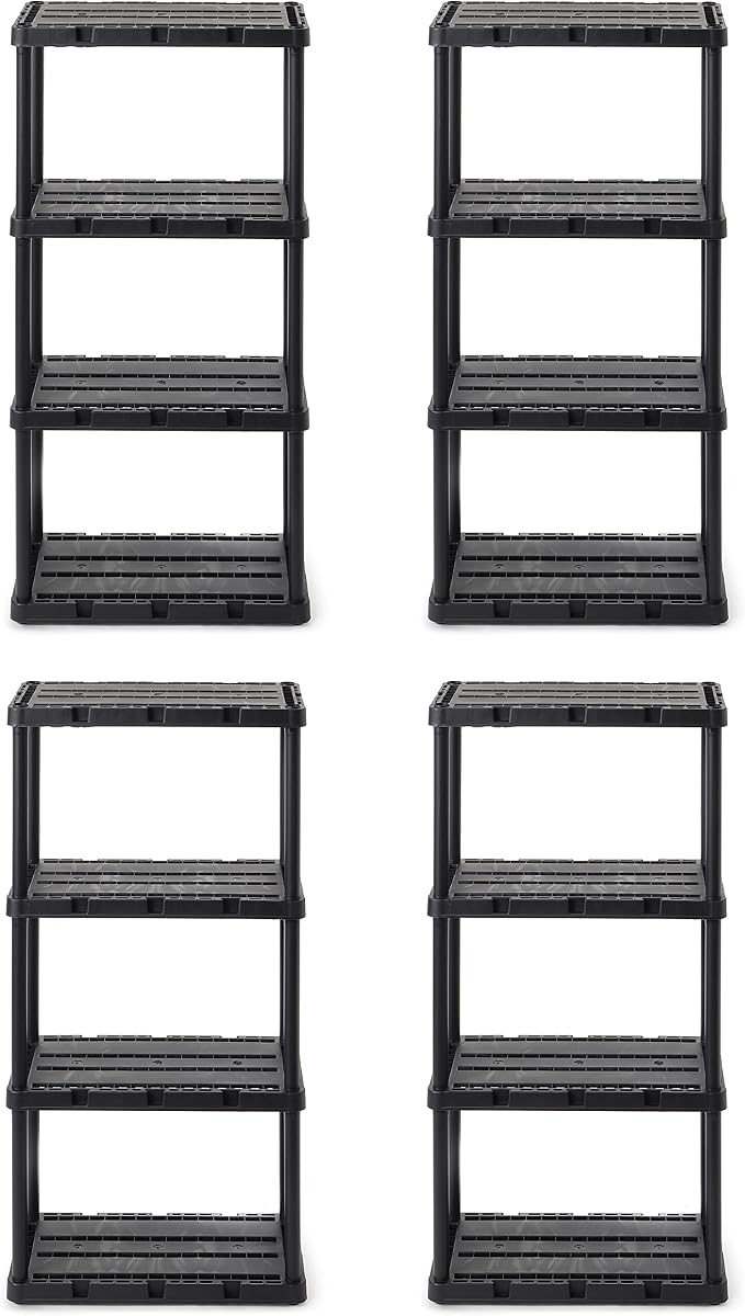 Gracious Living 4 Pack Light Duty Storage Shelves, Knect-A-Shelf 4-Shelf by GraciousLiving