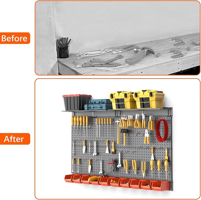 TORACK Metal Pegboard with Peg Board Hooks, Tools Storage Pegboard with - Image 6