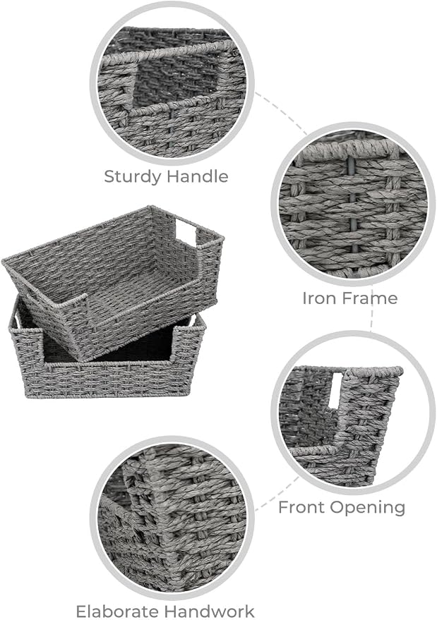 StorageWorks Round Paper Rope Woven Basket - Image 4