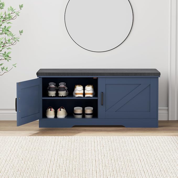 HOMSHO Farmhouse Shoe Storage Bench - Image 7
