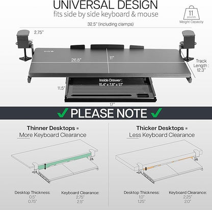 VIVO Large Keyboard Tray Under Desk Pull Out Platform - Image 3