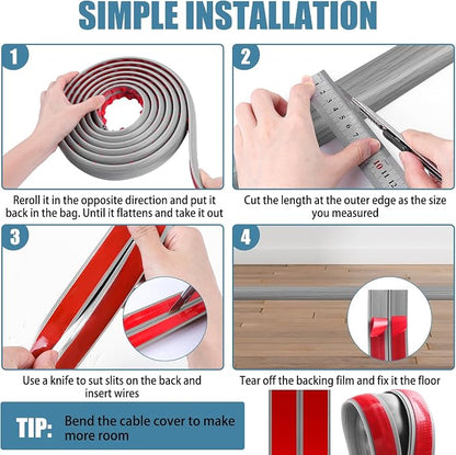 Floor Cord Covers for Wires 3.3FT Cable Hider Wire Cover Self Adhesive Cord - Image 5