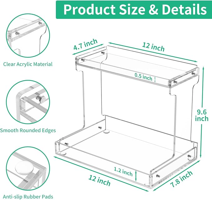 NPPLUS Bathroom Countertop Organizer, 2-Tier Clear Acrylic Counter Storage Shelf - Image 3