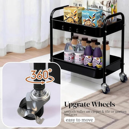 2 Tier Metal Rolling Utility Cart - Image 3