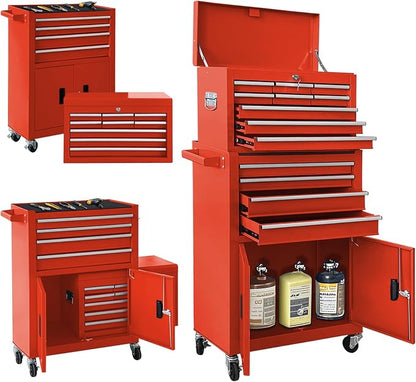 13-Drawer Double Doors Handle Rolling Tool Chest, 2 in 1 Detachable Rolling by TOKUWA