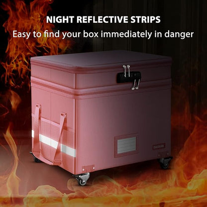 DocSafe File Box with Lock, 2-Layer Fireproof Document Box with Wheels - Image 8