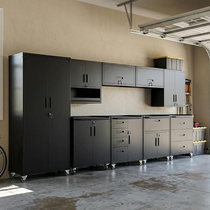 9-Piece Heavy Duty Steel Garage Cabinet System | All-in-One Modular Garage by VIYET