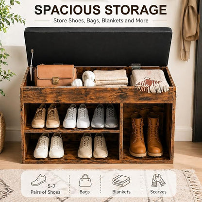 HOOBRO Shoe Storage Bench with Cushion, 32.3'' Entryway Bench with Lift Top - Image 6