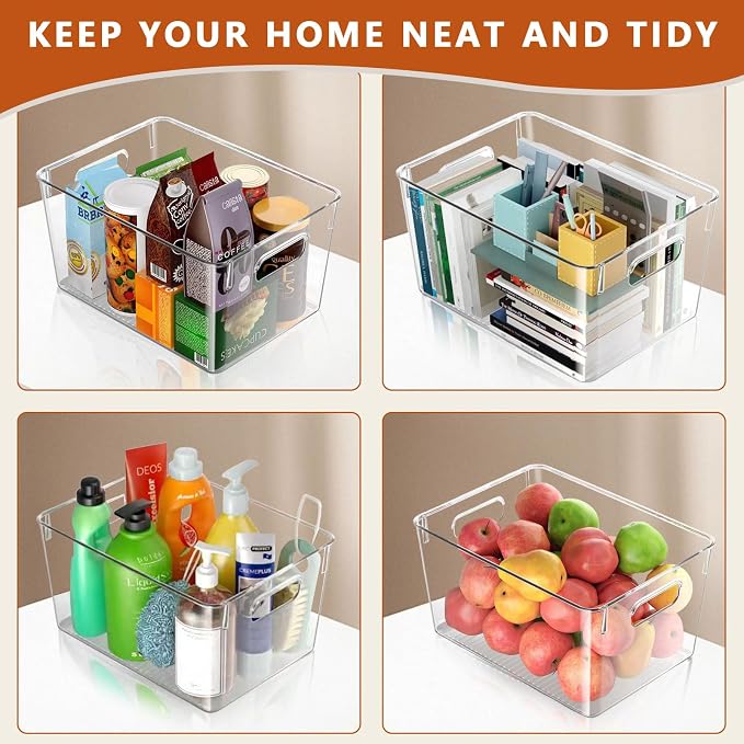 MOONEDGE Open Clear Plastic Storage Bins Stackable Organizer Containers - Image 5