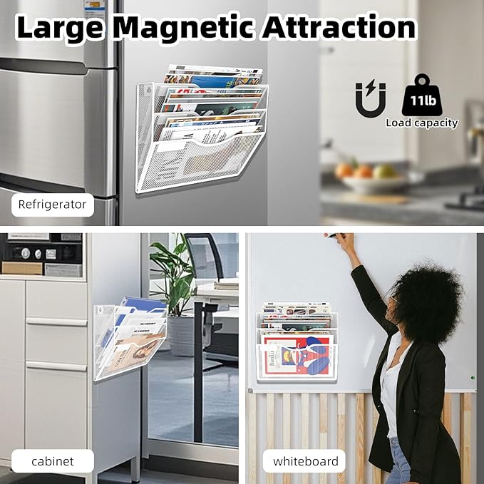 3-Tier Magnetic File Holder, No Drilling Installation File Cabinet Organizer - Image 5