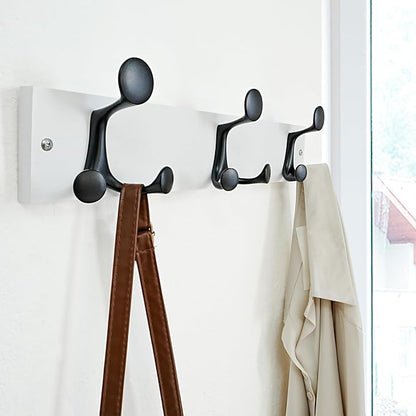 SKOLOO 17-Inch White Wood Coat Rack Wall Mount - Image 2