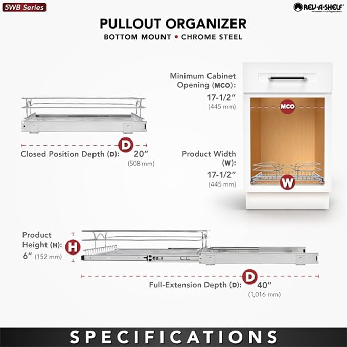 Rev-A-Shelf Kitchen Cabinet Pullout Shelf and Drawer Organizer Slide Out Pantry - Image 4