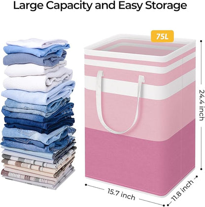 HomeHacks 2 Pack Large Laundry Baskets, Waterproof, Freestanding Laundry Hampers - Image 3