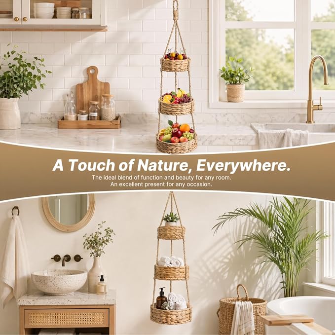 3 Tier Hanging Fruit Basket, Heavy-duty | Vegetable Storage Basket - Image 5