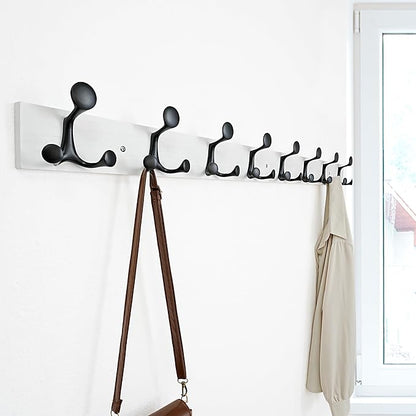 SKOLOO 43-Inch White Wood Coat Rack Wall Mount - Image 3