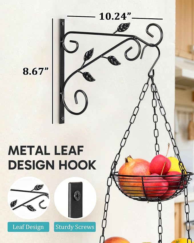 Hanging Fruit Basket for Kitchen, 3-Tier Hanging Fruit Basket | Easy - Image 3