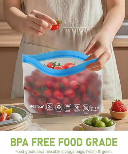 IDEATECH 10Pack Reusable Snack Bags Dishwasher Safe, Leakproof Reusable Freezer - Image 3