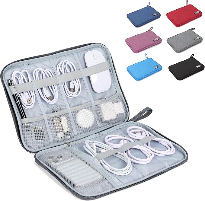 Large Slim Cable Organizer Travel Case, Single-Layer Electronic Accessories by Unknown