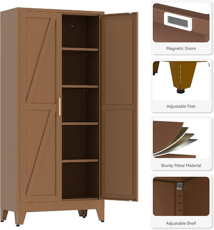 71"H Kitchen Pantry Storage Cabinet, Farmhouse Pantry Cabinet, Tree Doors - Image 4