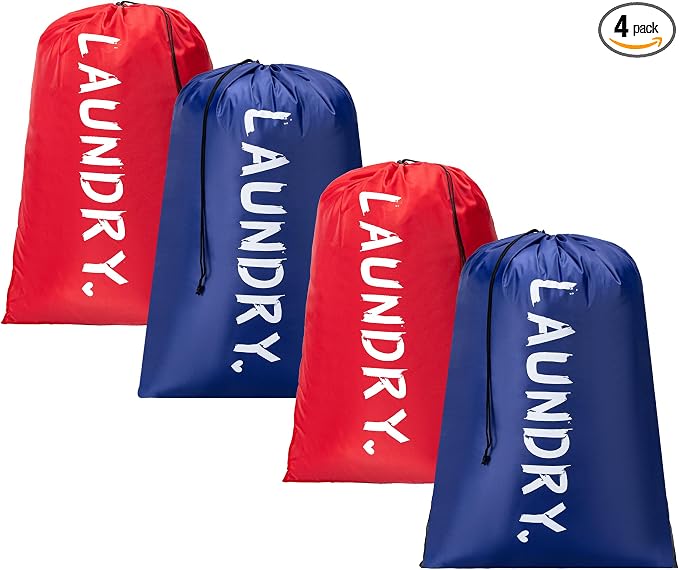 4 Pack XL Travel Laundry Bag, Machine Washable Dirty Clothes Organizer by Unknown
