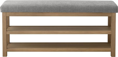 Zihanhome Shoe Rack Bench with Cushion, 2 Tier Solid Wood Storage Bench - Image 9