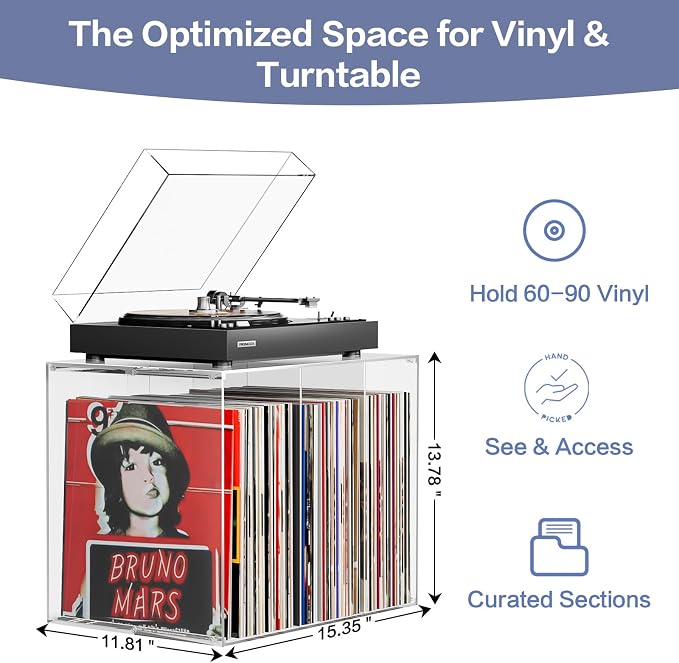 Bikoney Stackable Cube Acrylic Vinyl Record Storage, Tabletop Record Player - Image 5