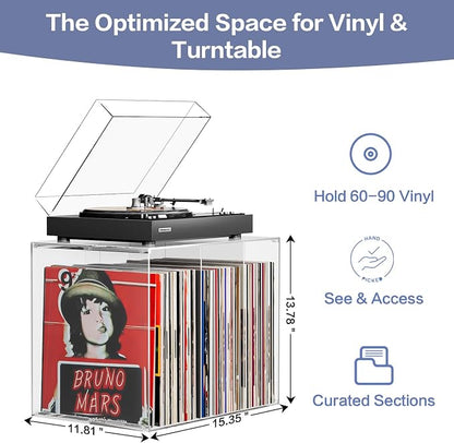 Bikoney Stackable Cube Acrylic Vinyl Record Storage, Tabletop Record Player - Image 5