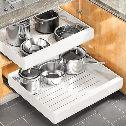 Pull out Cabinet Organizer, Expandable Heavy Duty Slide out Drawers Fixed by Kitstorack