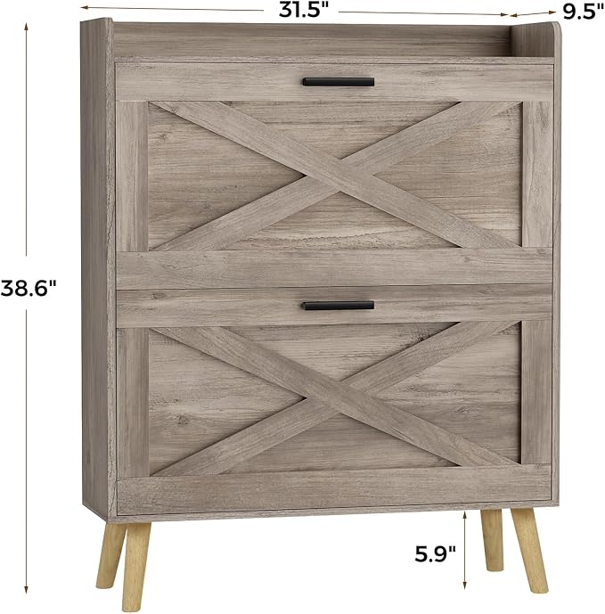 Homleke Farmhouse Shoe Storage Cabinet - Image 2