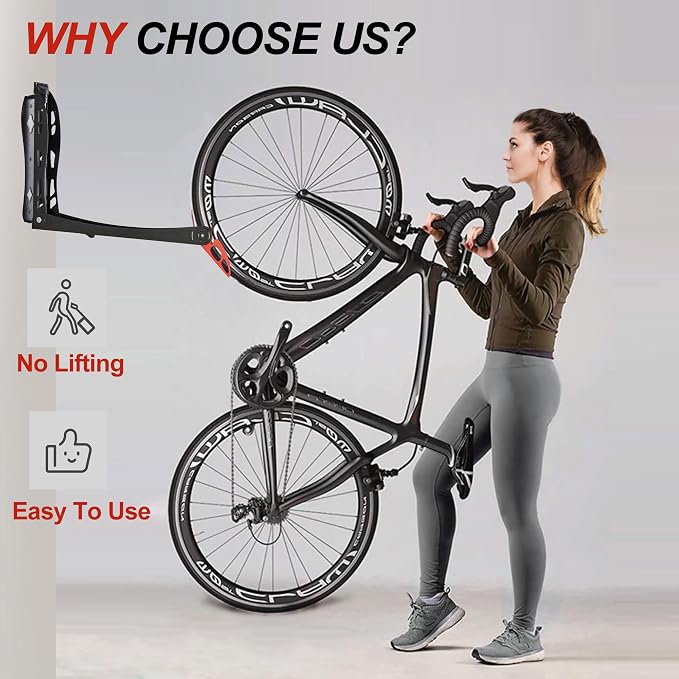 Wallmaster BIKEPAL Swivel Bike Rack, Wall Mounted Vertical Bike Storage Hanger - Image 8