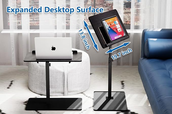 C Shaped End Table, Swivel and Turnable Desktop, Foldable Side Table - Image 6