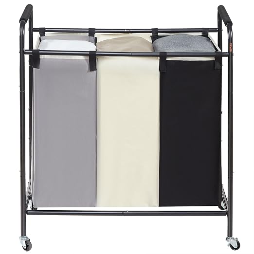 VEVOR 3-Section Laundry Basket, Heavy Duty Laundry Hamper Storage Organizer - Image 9