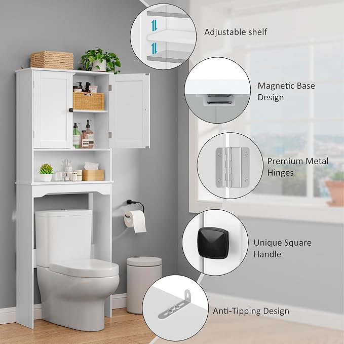 RRX Over The Toilet Storage Cabinet, Bathroom Above Organizer | Free Standing - Image 4