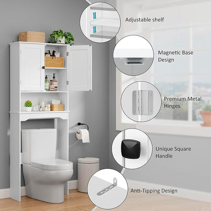 RRX Over The Toilet Storage Cabinet, Bathroom Above Organizer | Free Standing - Image 4