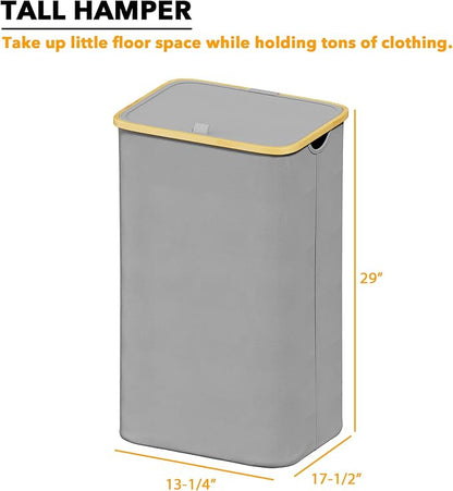 SpaceAid Laundry Hamper with Lid, 110L Large Tall Clothes Basket Bin with - Image 4