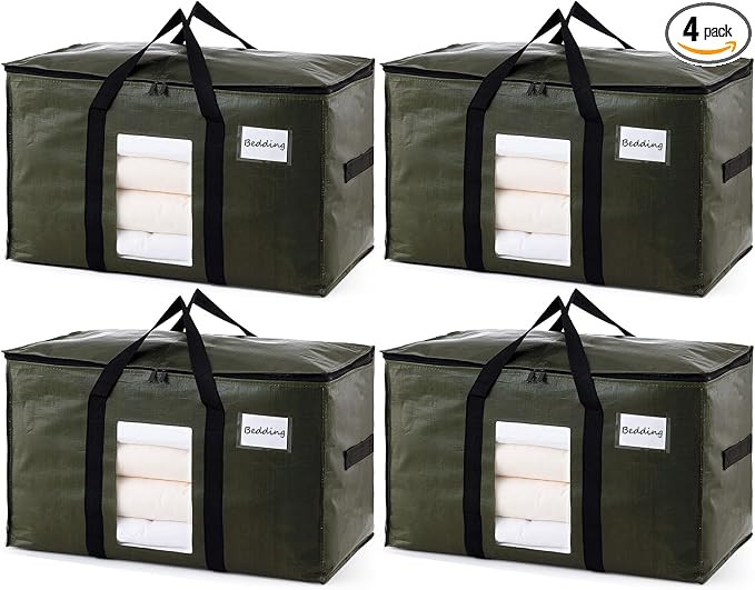 TAILI 4 Pack Green Extra Large Storage Bags, Heavy Duty Totes by TAILI