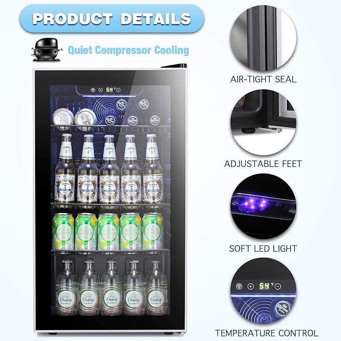 Antarctic Star Beverage Refrigerator Cooler -120 Can Mini Fridge Glass Door - Image 6
